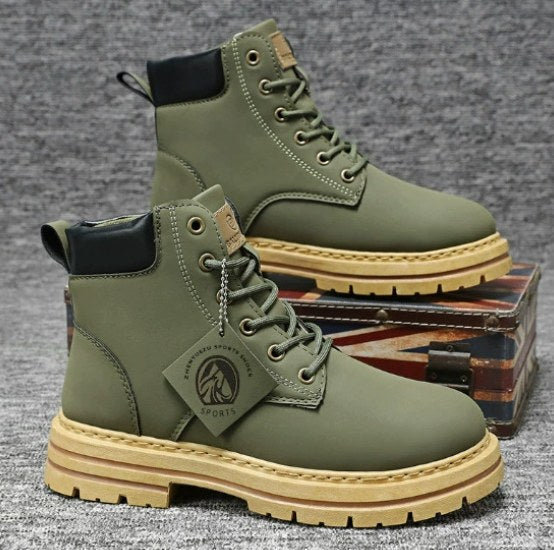 Harry | Męskie skórzane buty sznurowane, wysokie buty robocze | Rokishi | Brązowy