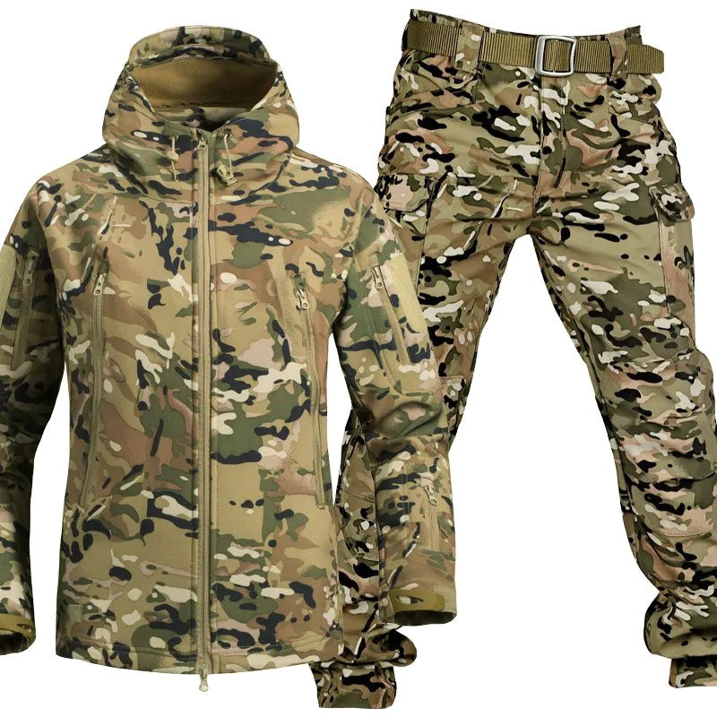 Szymon | Męski zestaw outdoorowy: kurtka softshell z kapturem i spodnie taktyczne | Rokishi