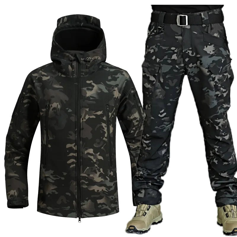 Szymon | Męski zestaw outdoorowy: kurtka softshell z kapturem i spodnie taktyczne | Rokishi