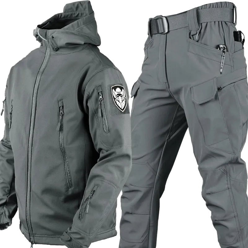 Szymon | Męski zestaw outdoorowy: kurtka softshell z kapturem i spodnie taktyczne | Rokishi