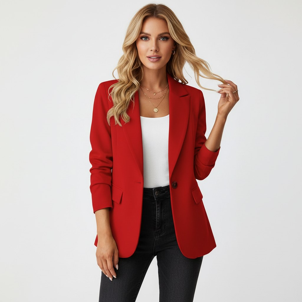 Imogen | Damski taliowany blazer, dopasowana elegancka marynarka | Rokishi | Biały