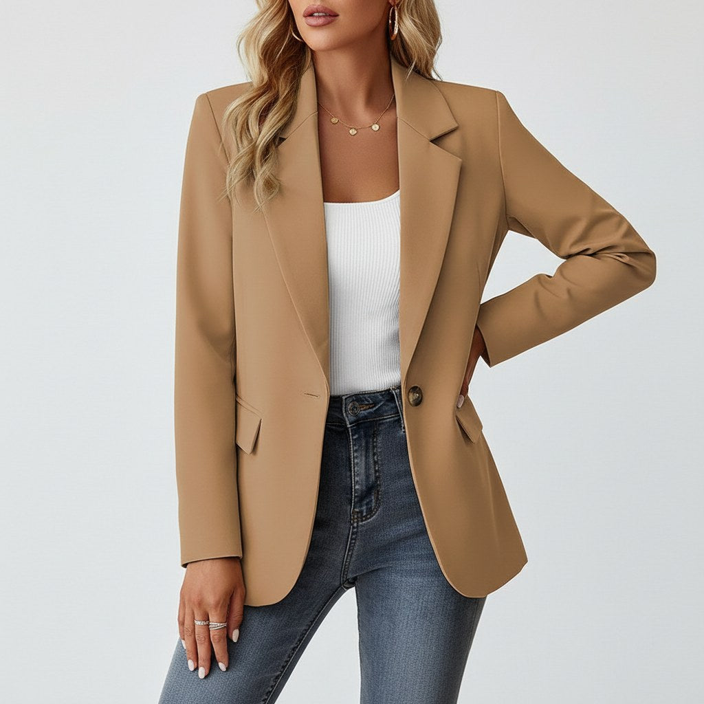 Imogen | Damski taliowany blazer, dopasowana elegancka marynarka | Rokishi | Niebieski