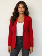 Imogen | Damski taliowany blazer, dopasowana elegancka marynarka | Rokishi | Czerwony