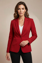 Isaline | Damski dopasowany blazer, wąsko krojony żakiet z klapami | Rokishi | Ciemna czerwień