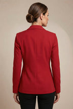 Isaline | Damski dopasowany blazer, wąsko krojony żakiet z klapami | Rokishi | Ciemna czerwień