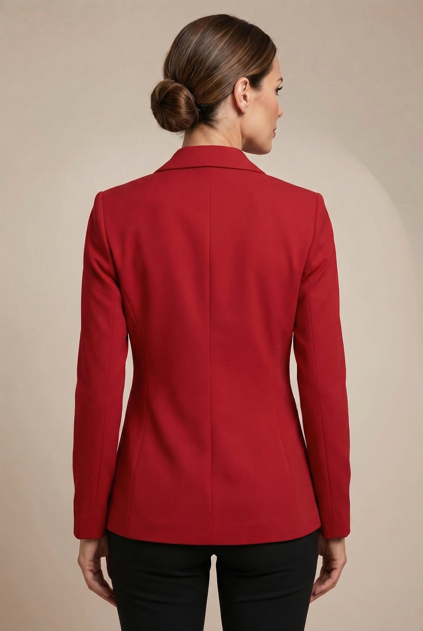 Isaline | Damski dopasowany blazer, wąsko krojony żakiet z klapami | Rokishi | Ciemna czerwień