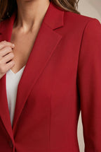 Isaline | Damski dopasowany blazer, wąsko krojony żakiet z klapami | Rokishi | Ciemna czerwień