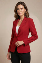 Isaline | Damski dopasowany blazer, wąsko krojony żakiet z klapami | Rokishi | Ciemna czerwień