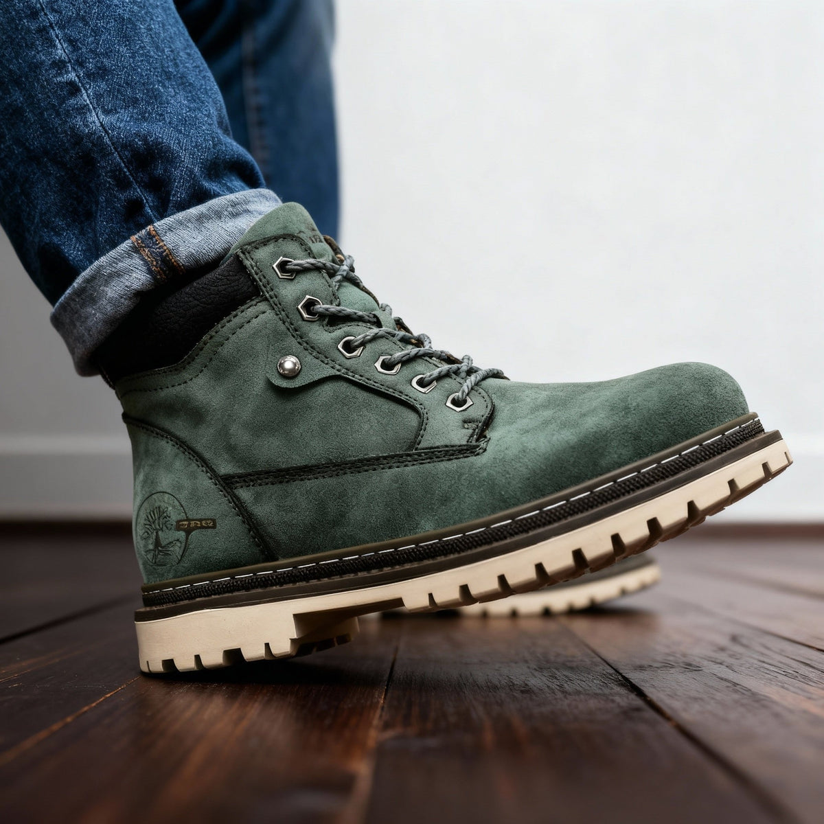 Jack | Męskie skórzane buty robocze, antypoślizgowe buty sznurowane | Rokishi | Brązowy