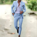 Jakub | Dwuczęściowy lniany garnitur męski slim fit, elegancki garnitur | Rokishi