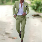 Jakub | Dwuczęściowy lniany garnitur męski slim fit, elegancki garnitur | Rokishi