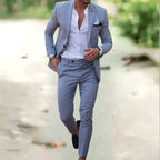 Jakub | Dwuczęściowy lniany garnitur męski slim fit, elegancki garnitur | Rokishi