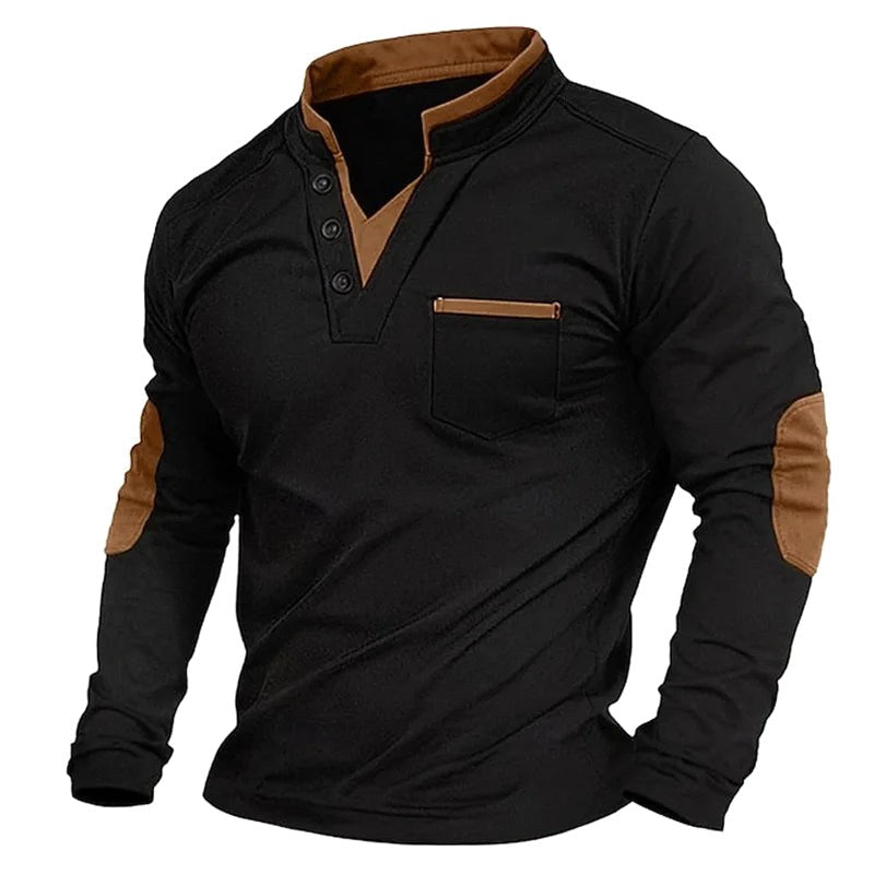 Jens | Męski sweter z dekoltem w serek, elegancki sweter z dzianiny | Rokishi | Brązowy