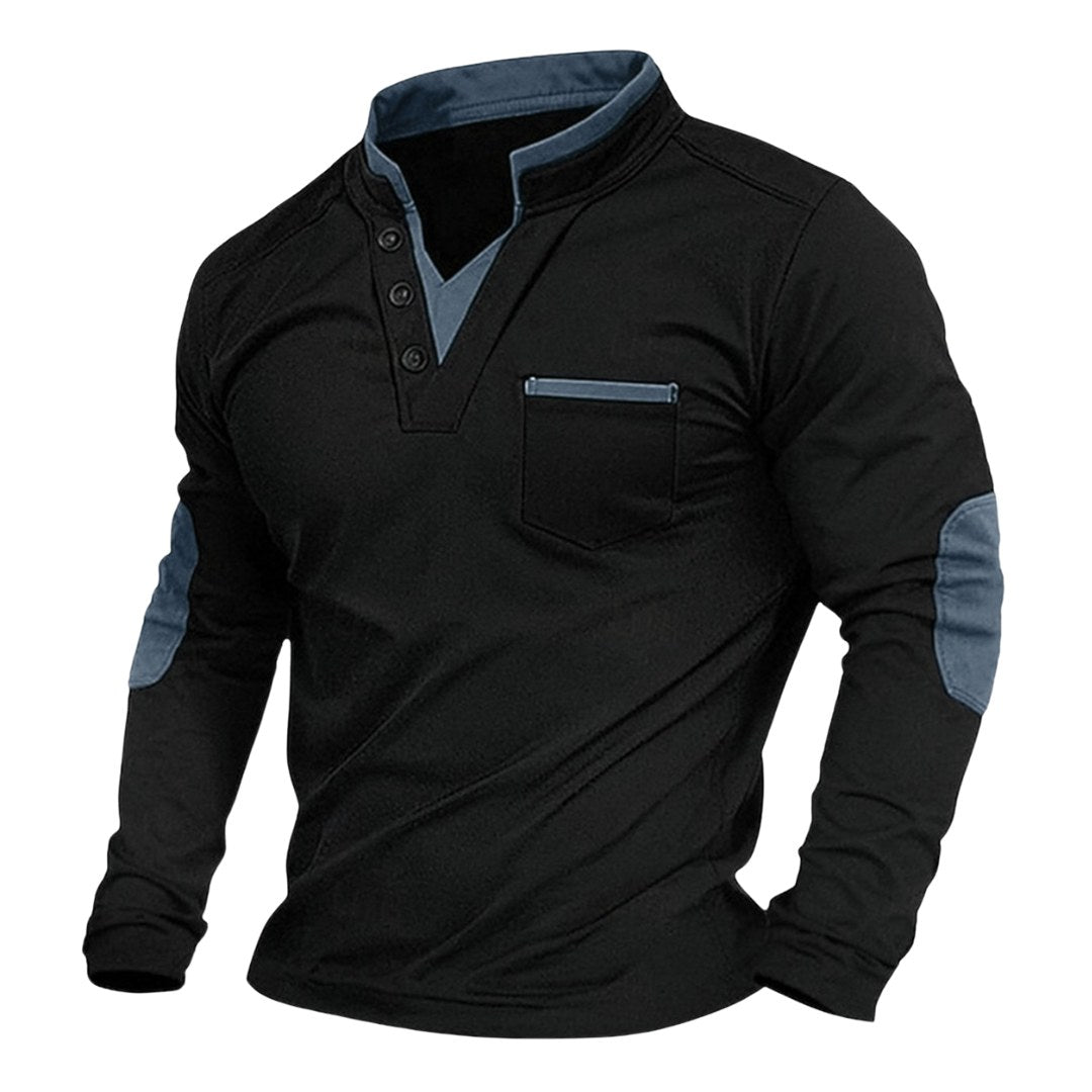Jens | Męski sweter z dekoltem w serek, elegancki sweter z dzianiny | Rokishi | Brązowy