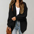 Johanna | Damski oversize'owy kardigan z otwartym przodem, luźny kardigan narzutkowy | Rokishi | Czarny