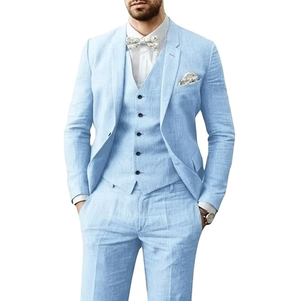 Johannes | Męski garnitur trzyczęściowy w kolorze królewskiego błękitu, garnitur ślubny | Rokishi | Jasnoniebieski