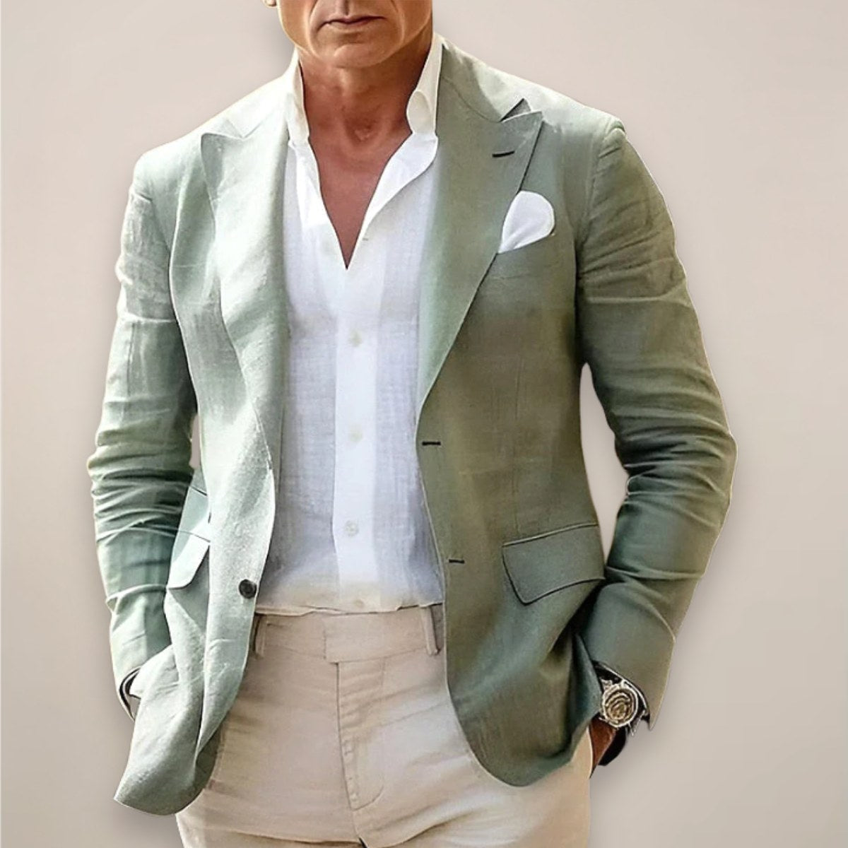 Joseph | Męski lekki blazer, kurtka smart casual | Rokishi | Beżowy