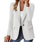 Josephine | Damski blazer z długim rękawem, elegancki żakiet z kołnierzem z klapami | Rokishi | Beżowy