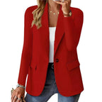 Josephine | Damski blazer z długim rękawem, elegancki żakiet z kołnierzem z klapami | Rokishi | Beżowy