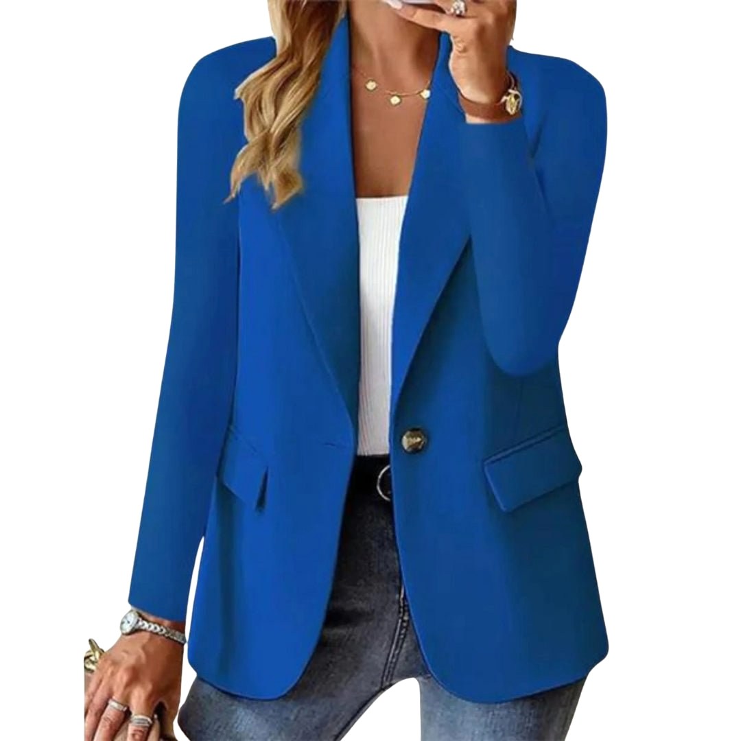 Josephine | Damski blazer z długim rękawem, elegancki żakiet z kołnierzem z klapami | Rokishi | Beżowy