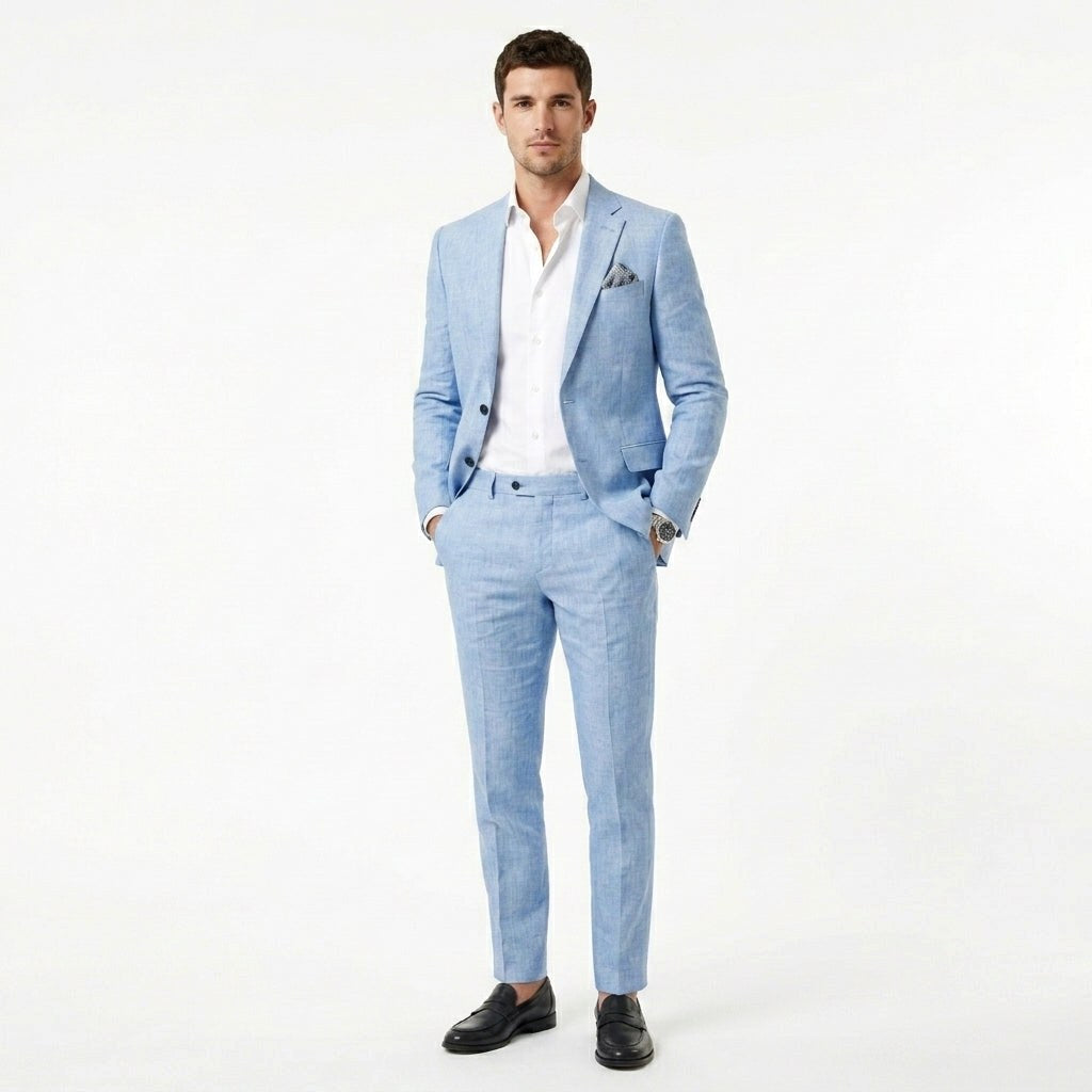 Kamil | Dwuczęściowy garnitur męski slim fit, garnitur ślubny i biznesowy | Rokishi