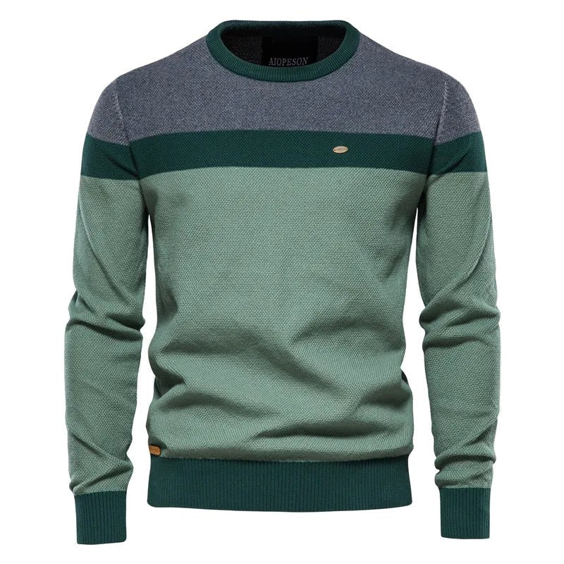 Lars | Męski sweter o klasycznym kroju, miękki sweter bawełniany | Rokishi | Zielony