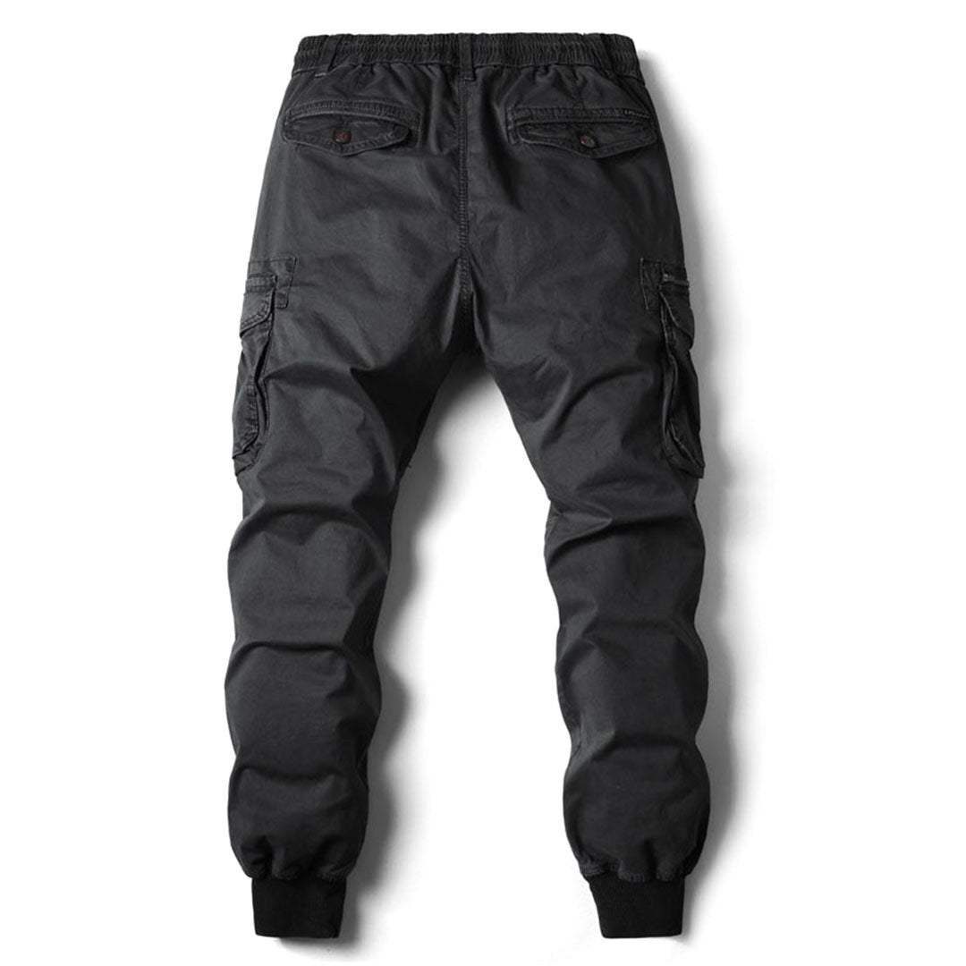 Leo | Męskie spodnie cargo typu utility ze stretchem, funkcjonalne spodnie z kieszeniami | Rokishi | Khaki