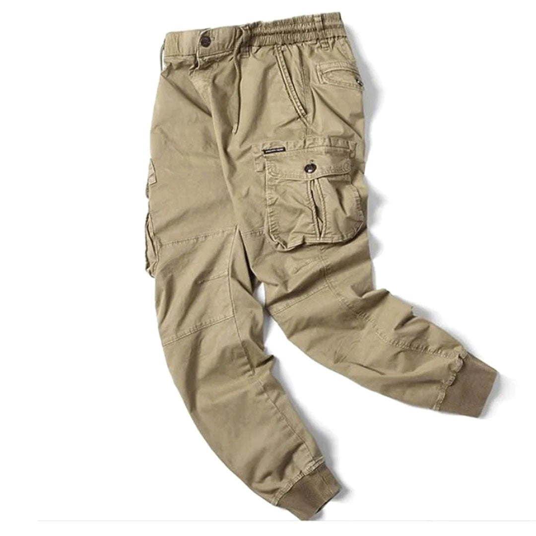 Leo | Męskie spodnie cargo typu utility ze stretchem, funkcjonalne spodnie z kieszeniami | Rokishi | Khaki