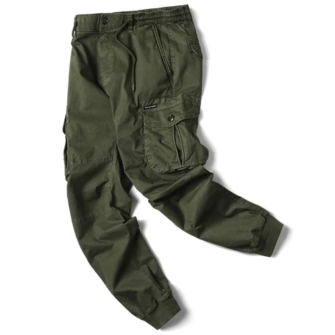 Leo | Męskie spodnie cargo typu utility ze stretchem, funkcjonalne spodnie z kieszeniami | Rokishi | Khaki