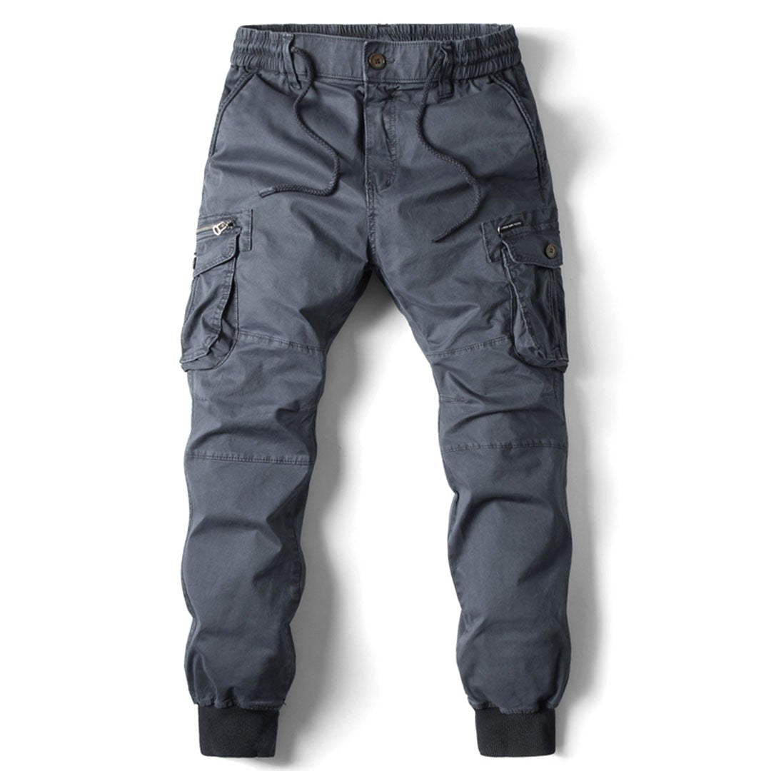 Leo | Męskie spodnie cargo typu utility ze stretchem, funkcjonalne spodnie z kieszeniami | Rokishi | Khaki