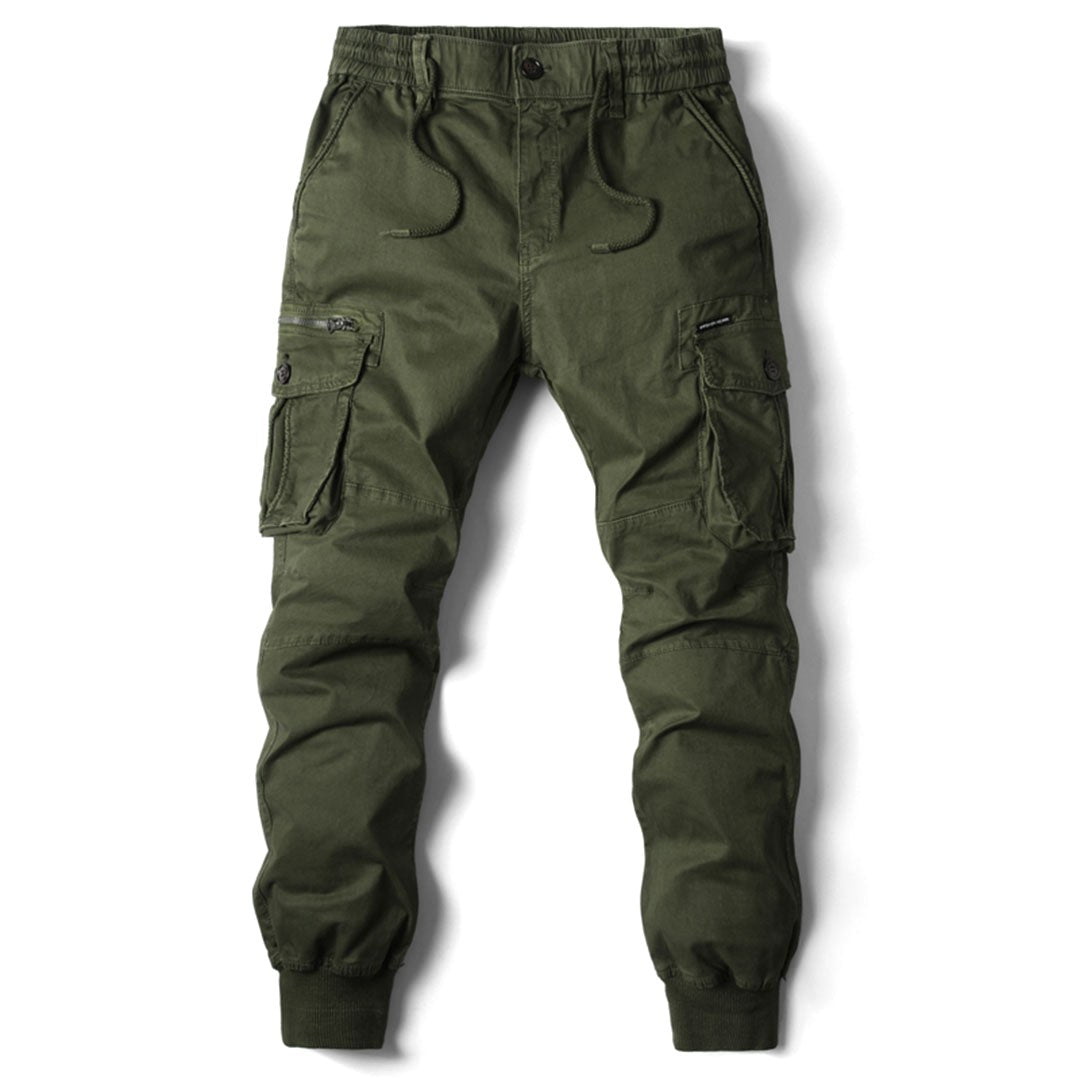 Leo | Męskie spodnie cargo typu utility ze stretchem, funkcjonalne spodnie z kieszeniami | Rokishi | Khaki