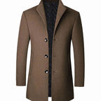 Leopold | Męski wełniany płaszcz o dopasowanym kroju, elegancki płaszcz przejściowy | Rokishi | Brązowy