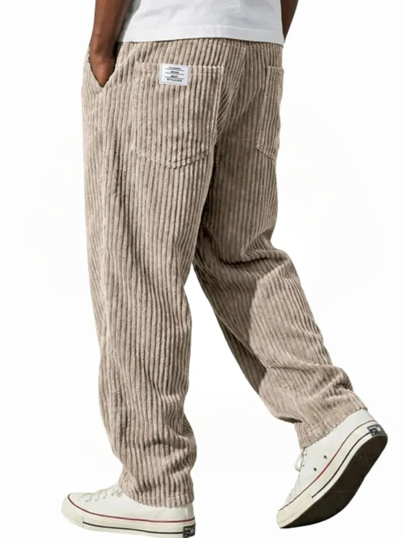 Lewis | Męskie luźne spodnie sztruksowe, eleganckie spodnie na co dzień | Rokishi | Szary