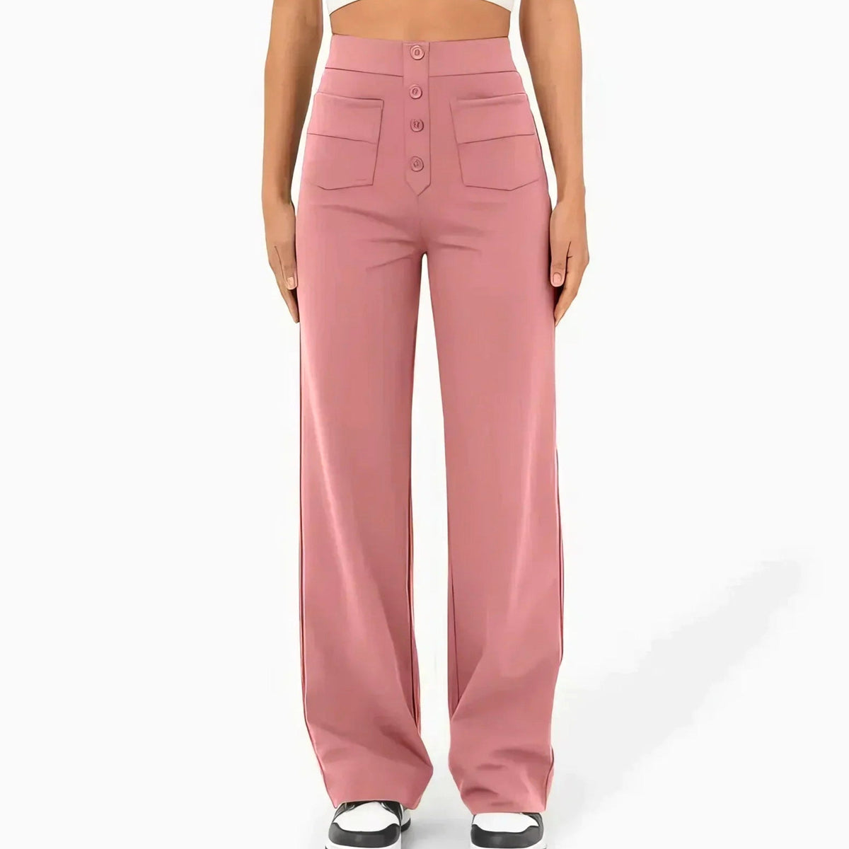 Lottie | Damskie spodnie stretch z wysokim stanem, wygodne spodnie codzienne | Rokishi | Zielony