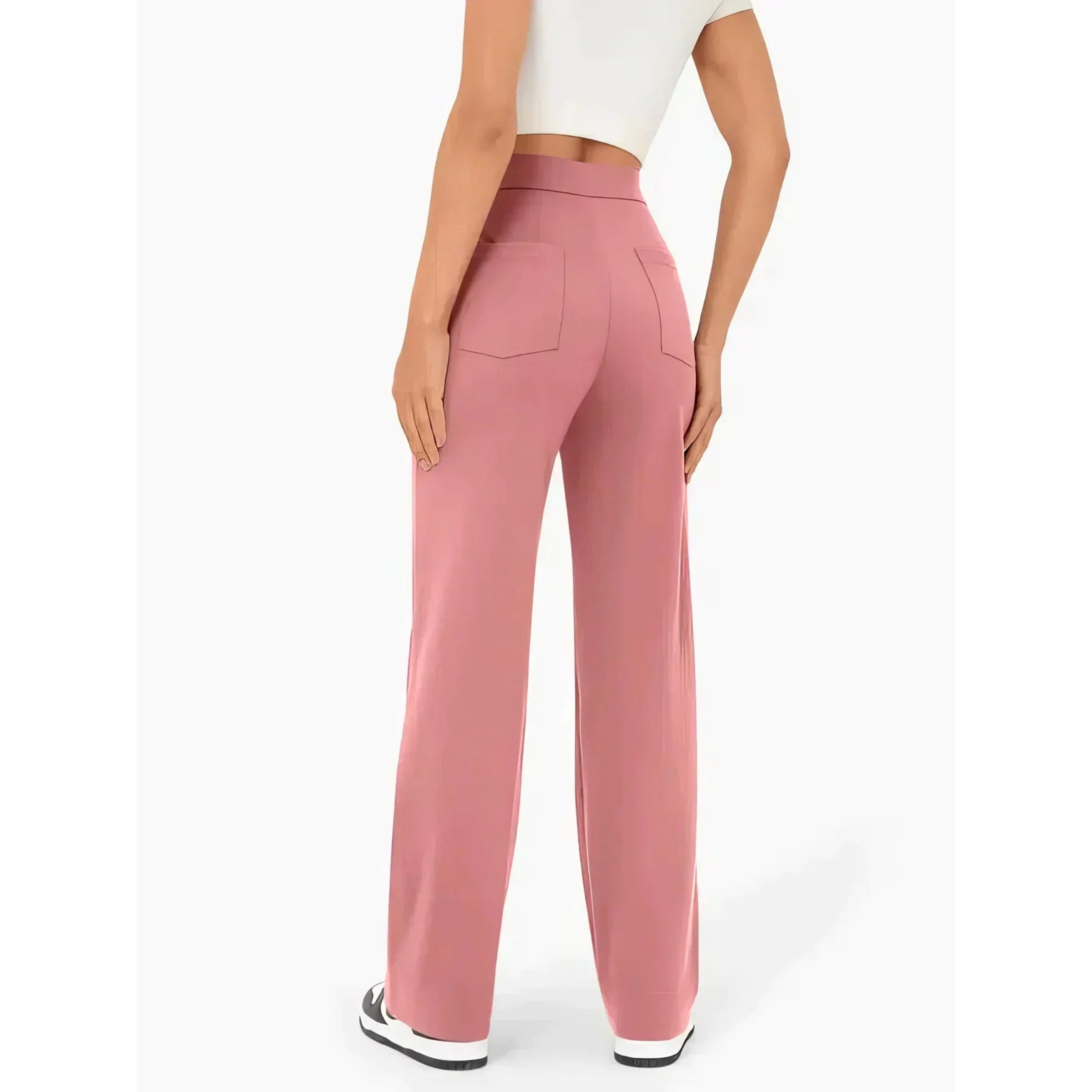 Lottie | Damskie spodnie stretch z wysokim stanem, wygodne spodnie codzienne | Rokishi | Zielony