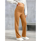 Lottie | Damskie spodnie stretch z wysokim stanem, wygodne spodnie codzienne | Rokishi | Zielony