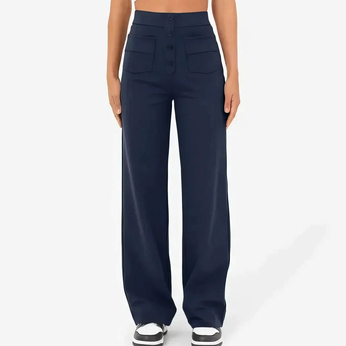 Lottie | Damskie spodnie stretch z wysokim stanem, wygodne spodnie codzienne | Rokishi | Zielony