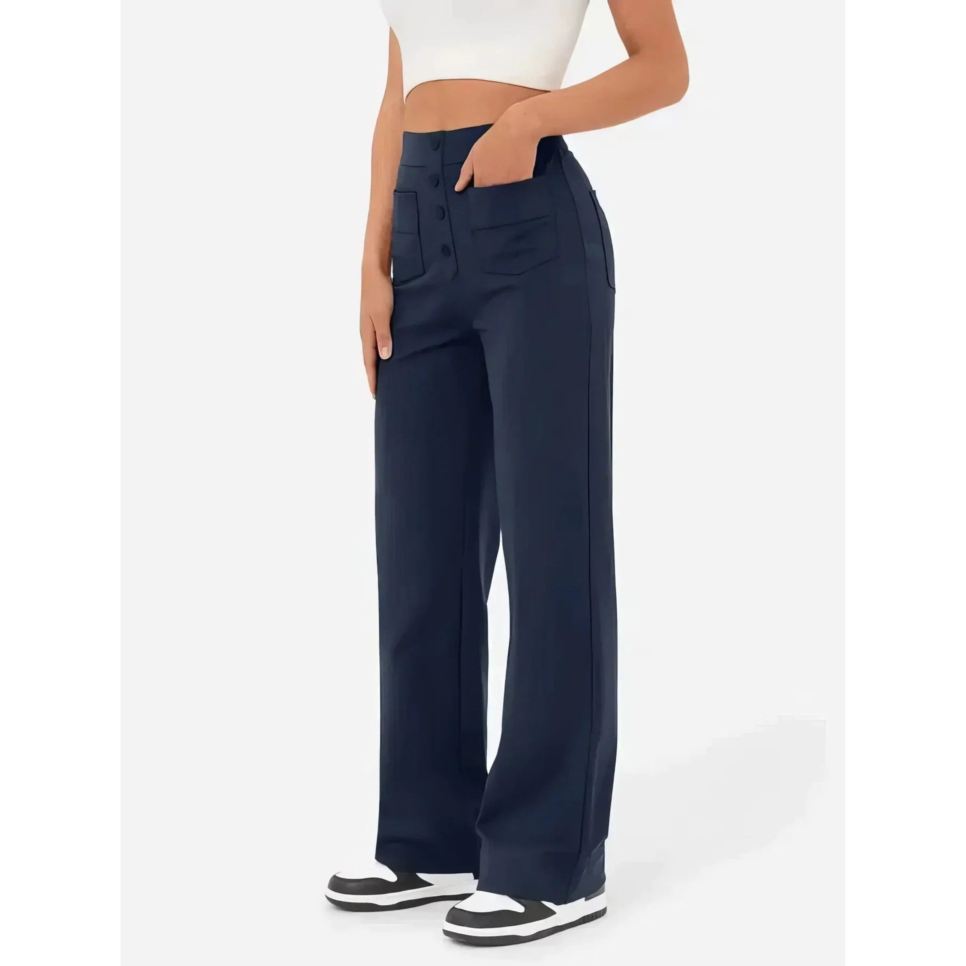 Lottie | Damskie spodnie stretch z wysokim stanem, wygodne spodnie codzienne | Rokishi | Różowy