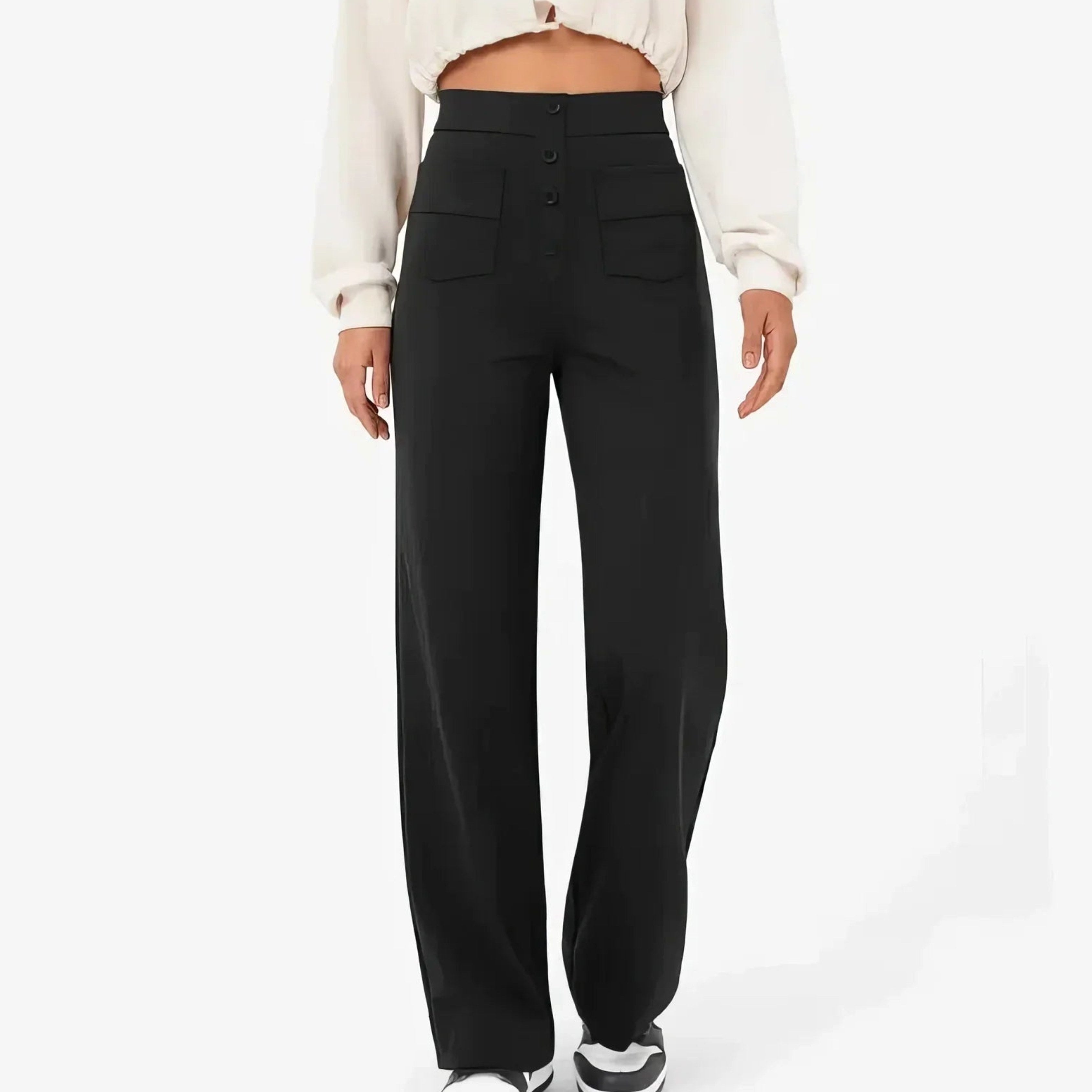 Lottie | Damskie spodnie stretch z wysokim stanem, wygodne spodnie codzienne | Rokishi | Różowy