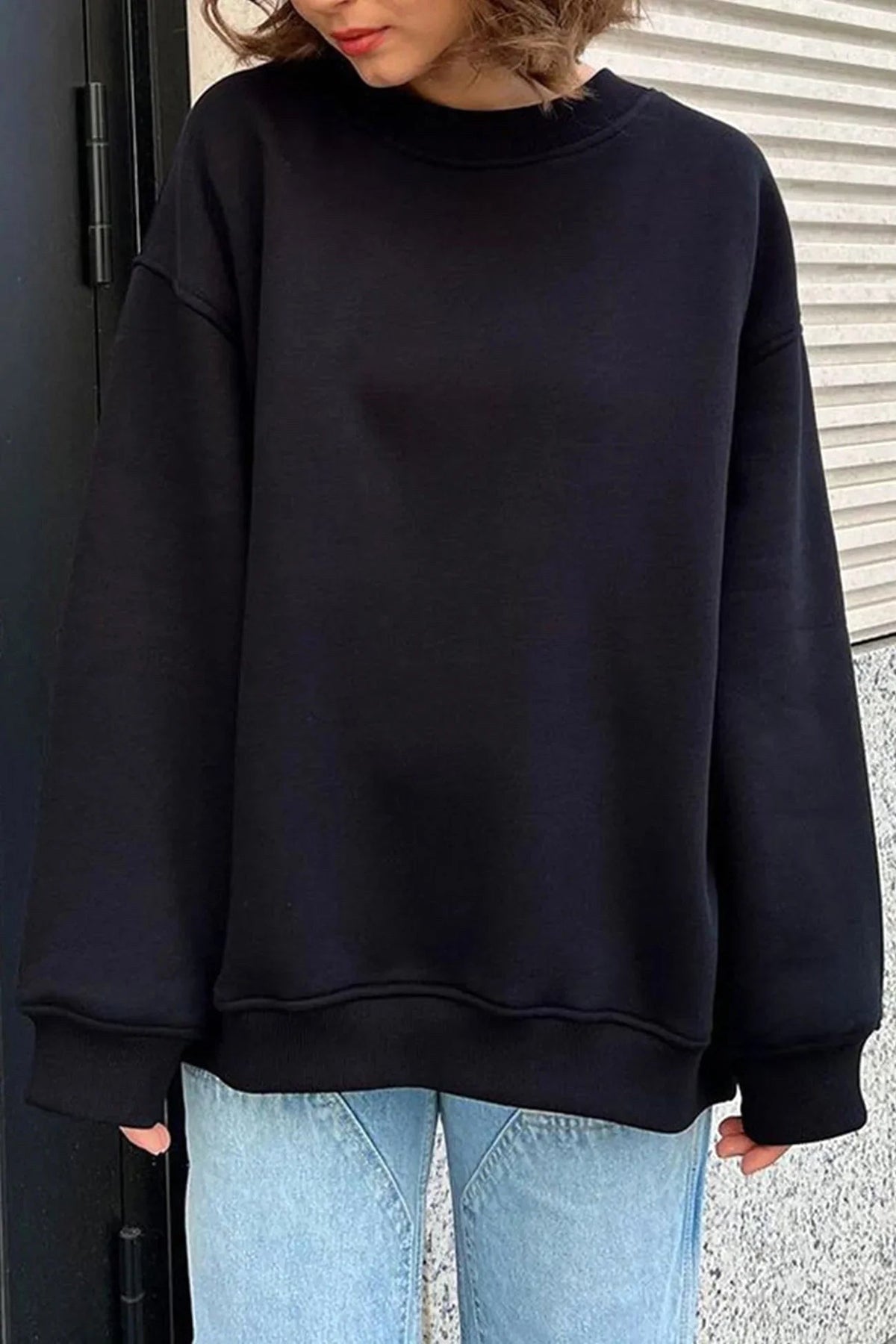 Lucienne | Damska oversize'owa bluza z okrągłym dekoltem, luźny sweter | Rokishi | Różowy