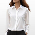 Amelia | Satynowa koszula damska, elegancka bluzka do biura | Rokishi