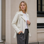 Mabel | Damska skórzana kurtka w stylu vintage, dopasowana kurtka z zamkiem | Rokishi | Brązowy