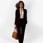 Magdalena | Damski dopasowany garnitur z żakietem, dwuczęściowy garnitur ze spodniami | Rokishi | Czerwony