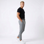 Marek | Męskie spodnie w kratę windowpane, eleganckie spodnie biznesowe | Rokishi