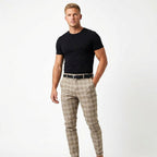 Marek | Męskie spodnie w kratę windowpane, eleganckie spodnie biznesowe | Rokishi