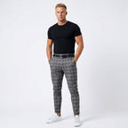 Marek | Męskie spodnie w kratę windowpane, eleganckie spodnie biznesowe | Rokishi