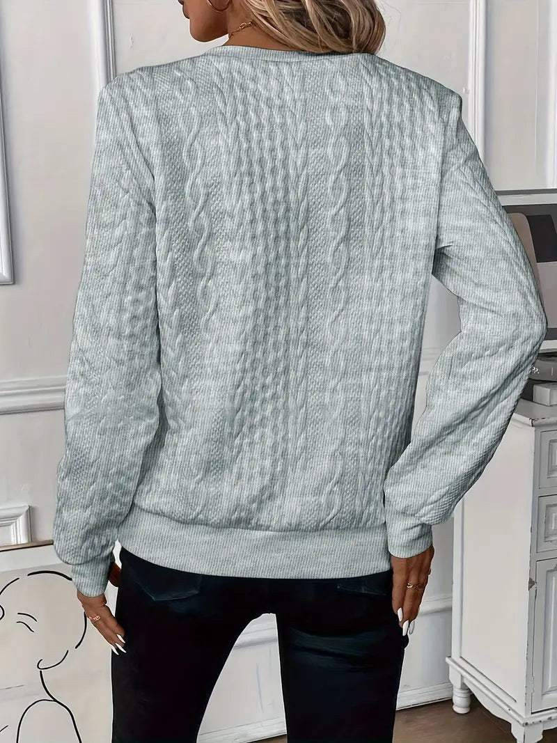 Margot | Damski sweter z krótkim zamkiem, przytulny sweter na co dzień | Rokishi | Szary