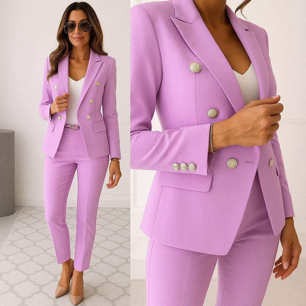 Marion | Damski dwuczęściowy garnitur z żakietem slim fit, elegancki kostium | Rokishi