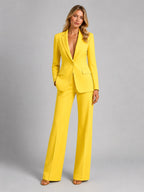 Martha | Damski dopasowany blazer z szerokimi spodniami, elegancki komplet na wyjątkowe okazje | Rokishi | Biały