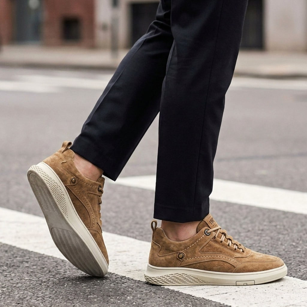 Mason | Męskie sneakersy retro w stylu zamszu, sneakersy na co dzień | Rokishi | Brązowy